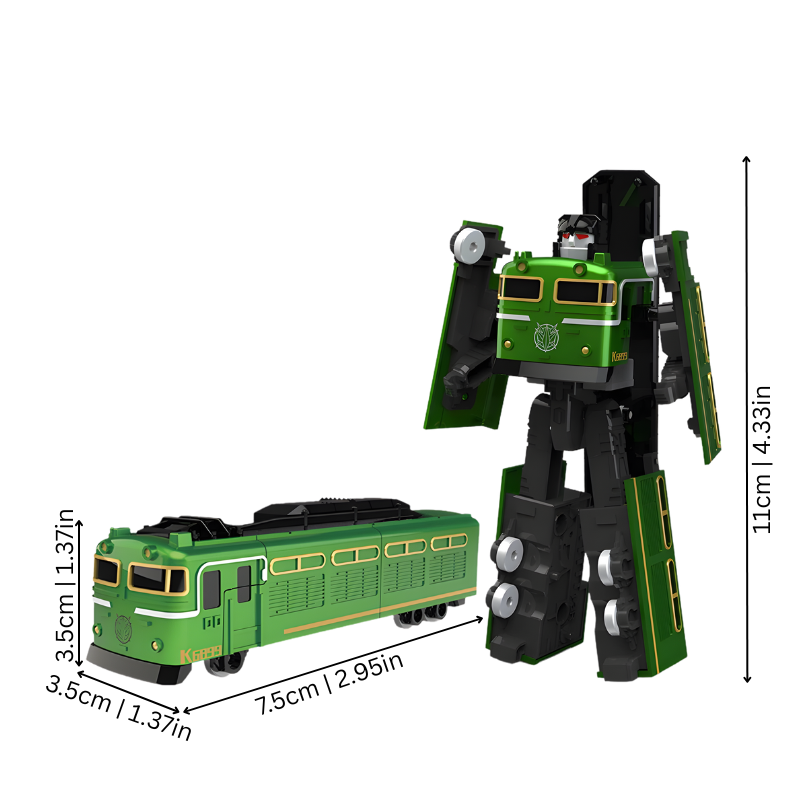 Kids transforming toy in vehicle mode: a detailed yellow excavator with a strong arm and tracks.