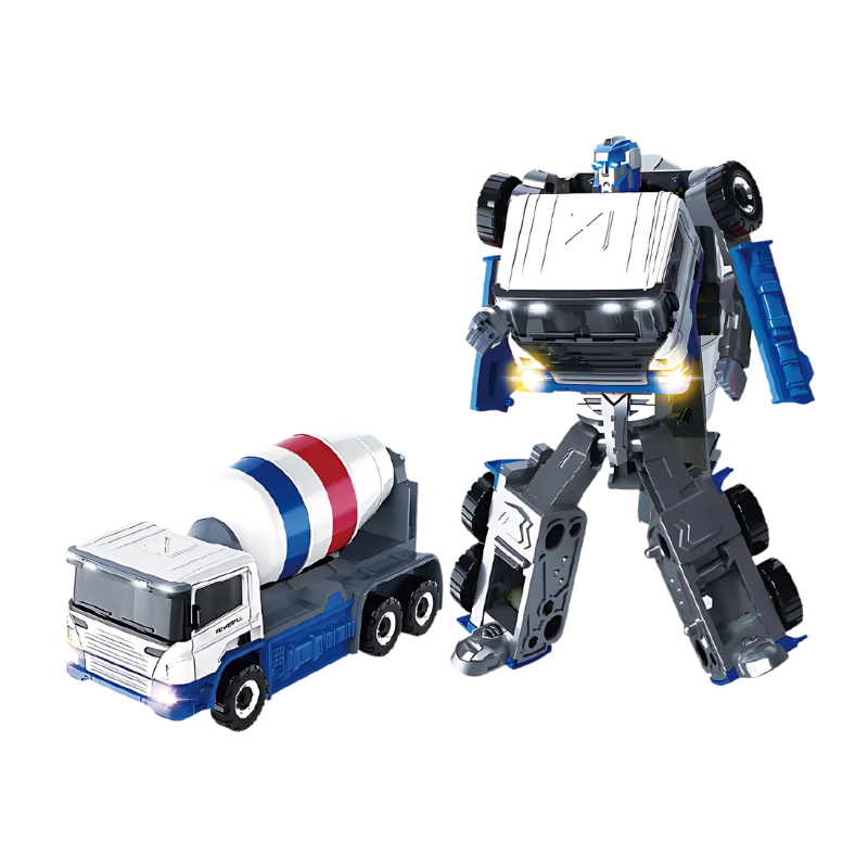 Set of 3 transforming vehicle robot toys, including a train, truck, and helicopter, displayed for imaginative play.