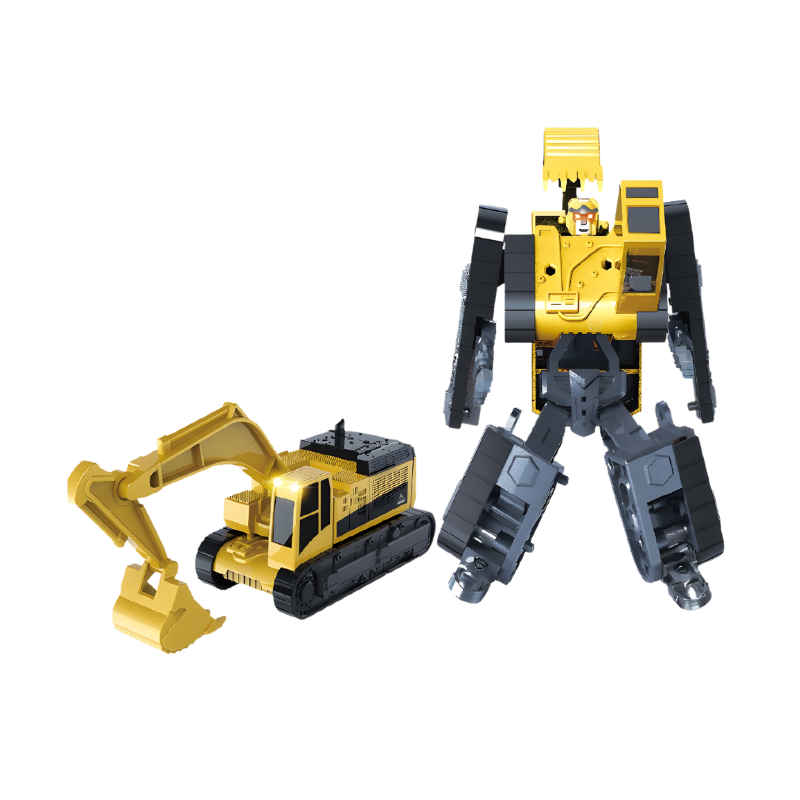 Transforming helicopter toy in flight mode, with spinning rotors and sleek design, perfect for young adventurers.