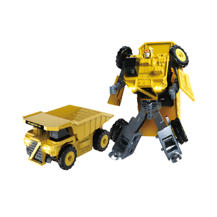Front view of the transforming robot toy in full robot mode, standing tall and ready for action, a great gift for kids.