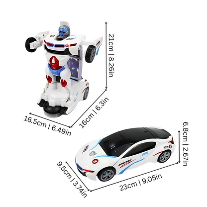 Kids' TurboMorph transforming robot car toy in robot mode, with sound effects, a fun boy's transforming action figure