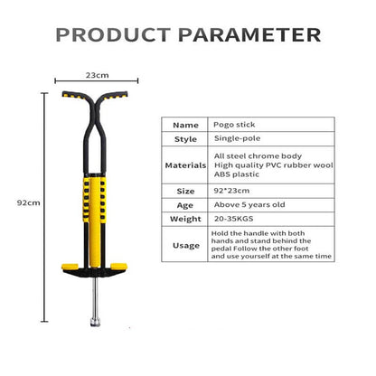 Close-up of the anti-slip foot pegs on a unisex pogo stick for ages 9+.
