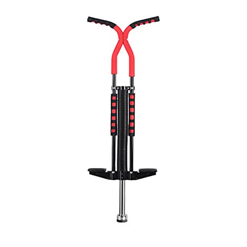 Pogo stick standing upright, ready for outdoor adventure and active play by kids 9+.