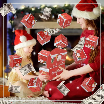 Christmas-themed pop-up box, ideal for presenting money gifts or small holiday surprises