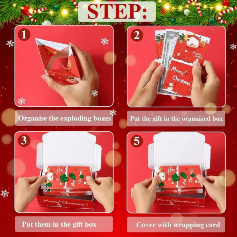Empty Christmas pop-up gift box, ready for holiday party supply and festive decoration