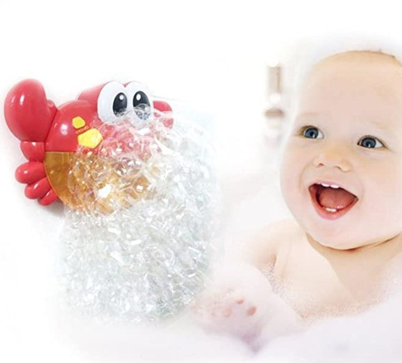 Red crab automatic bubble bath toy with music, perfect for toddler water play fun