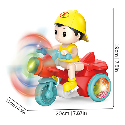 Interactive green kids' electric biker toy with musical features, perfect gift for young children.