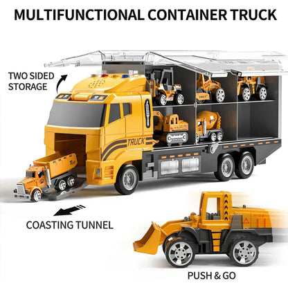 Yellow construction vehicle toy for kids, interactive, realistic lights, sounds, durable ABS plastic