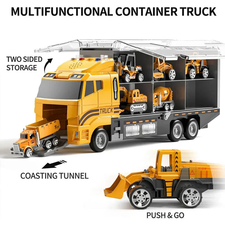 Yellow construction vehicle toy for kids, interactive, realistic lights, sounds, durable ABS plastic