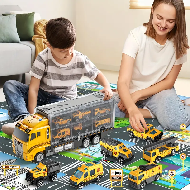 Blue rescue vehicle toy for kids; interactive lights, sounds, educational, durable ABS plastic
