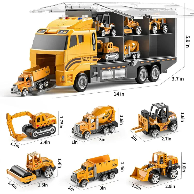 Kids' toy construction vehicle promoting imaginative play, realistic lights, sounds, sturdy ABS plastic