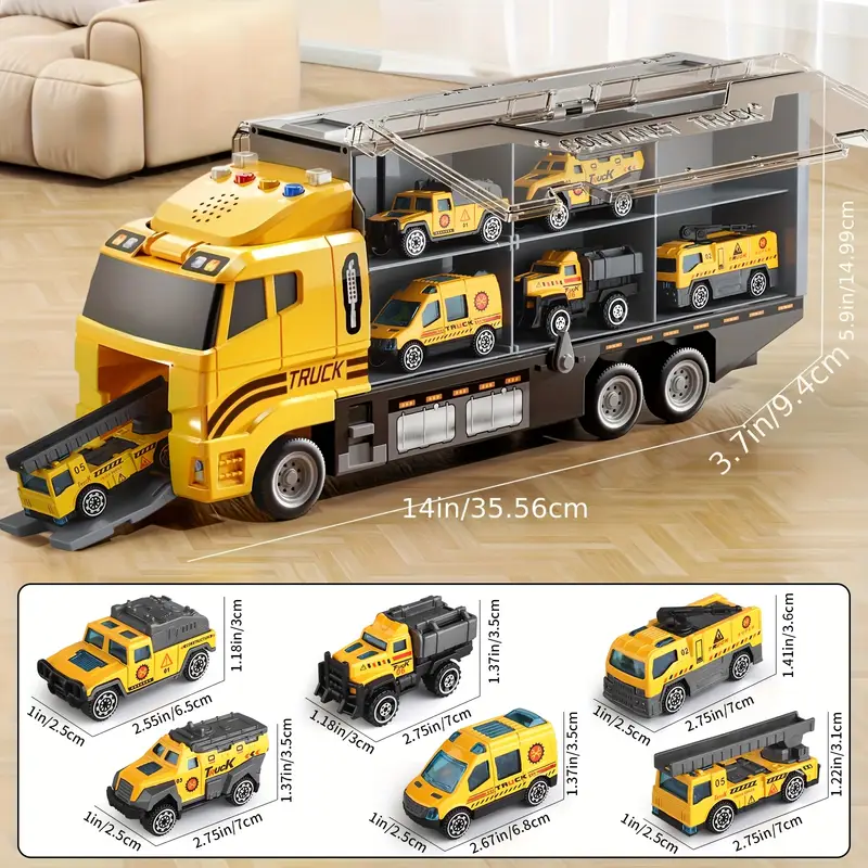 Rescue toy vehicle for kids, educational and interactive, featuring realistic lights, sounds, ABS