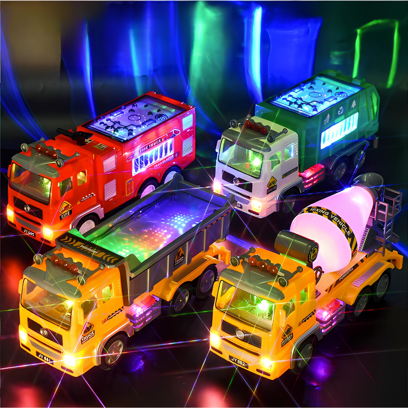 Red fire truck toy with flashing lights & siren sound, perfect for imaginative toddler rescue play
