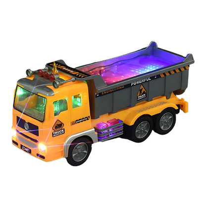Yellow construction digger toy with flashing lights & engine sounds, ideal for young builders