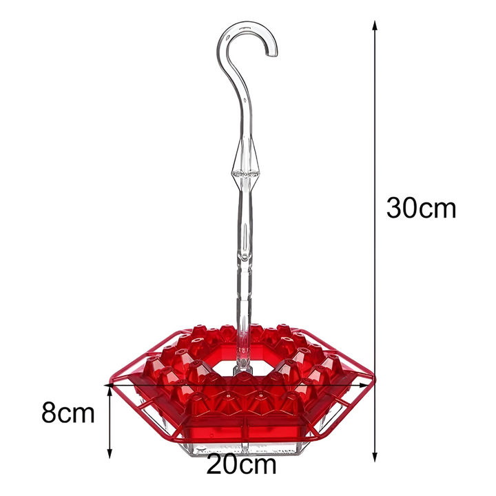 Outdoor hummingbird feeder with built-in ant moat & bee guard. Perfect garden decor for backyard birds & wildlife.