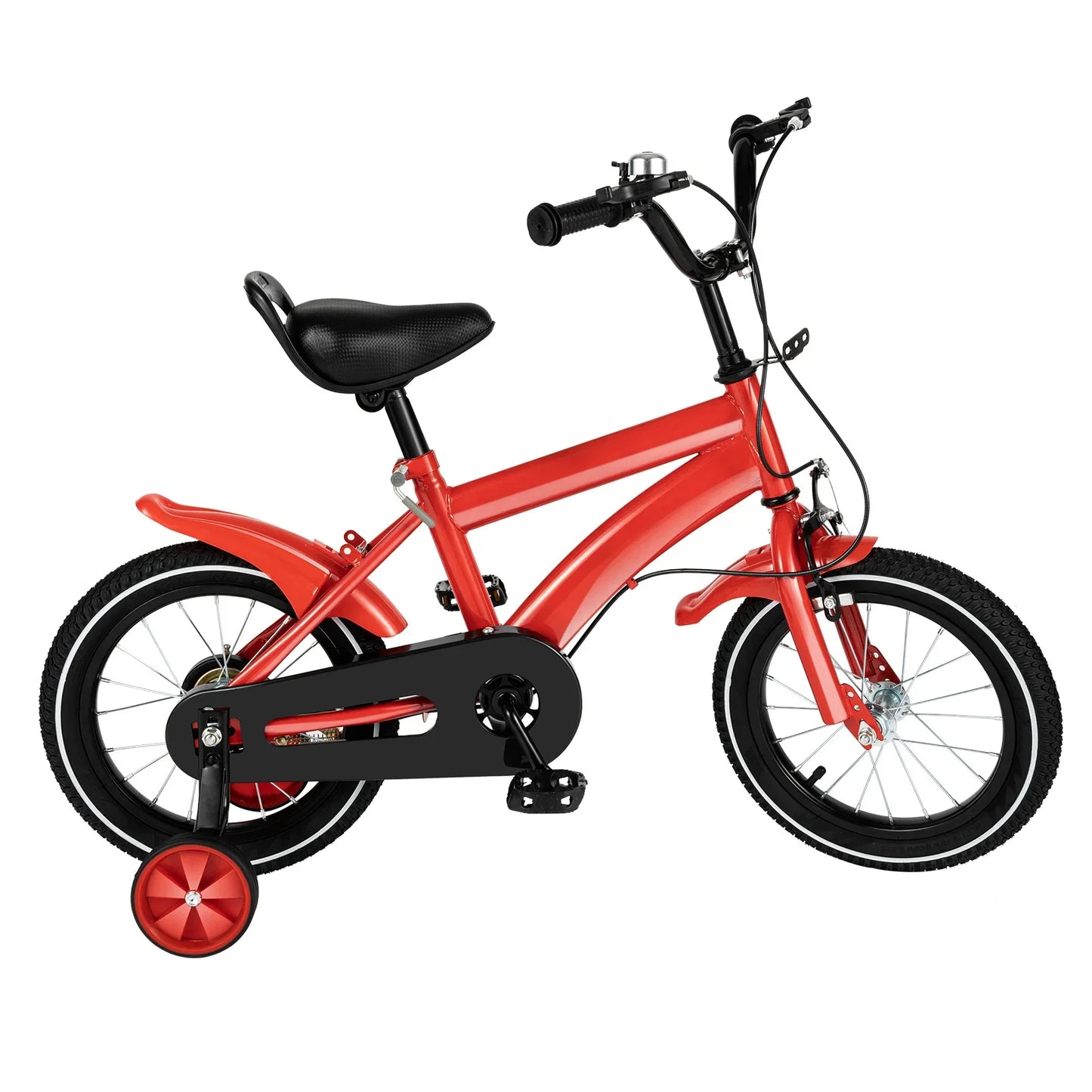 Close-up of the adjustable seat on a kids' balance bike with training wheels, suitable for toddlers.