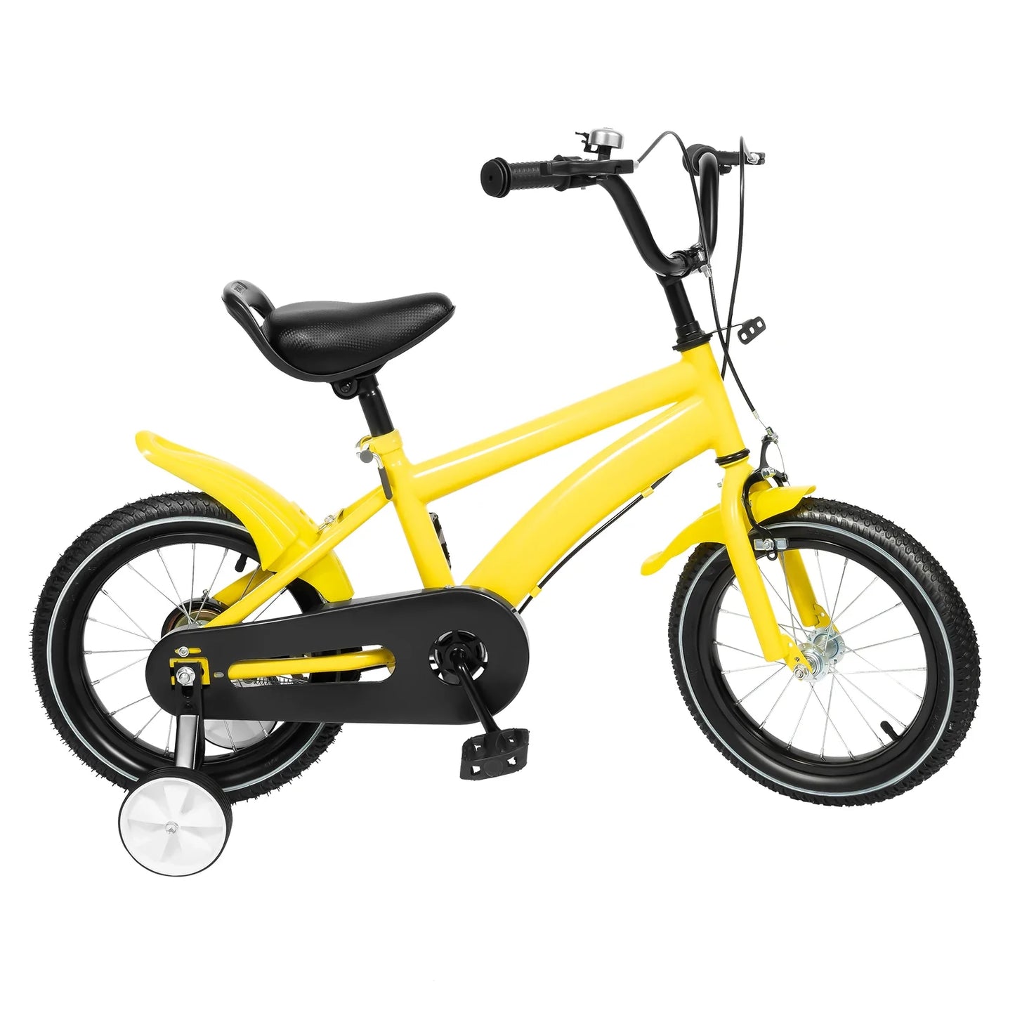 Safety-focused childrens bicycle with wide training wheels, offering stability for 2-4 year old beginners.