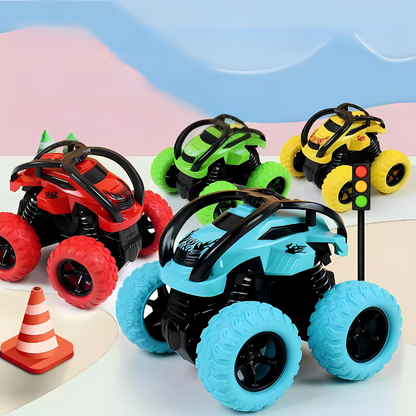 Red kids' 360 spinning push & go monster truck toy for toddlers, durable off-road vehicle