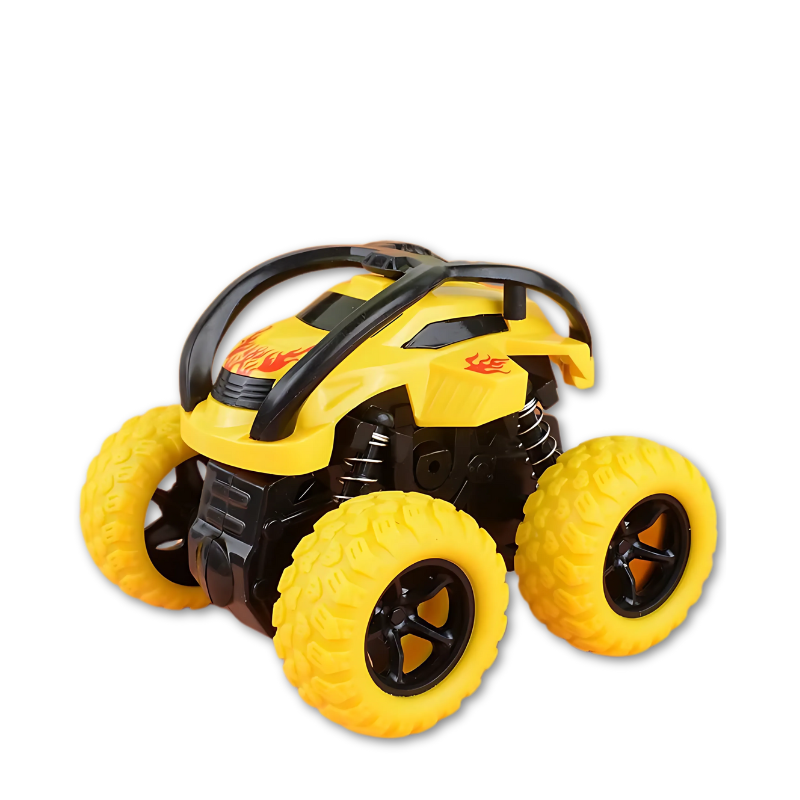Set of colorful kids' 360 spinning push & go monster trucks, durable and battery-free toddler toys