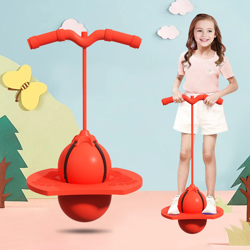 Blue pogo stick, an active play toy for kids to enhance balance and coordination