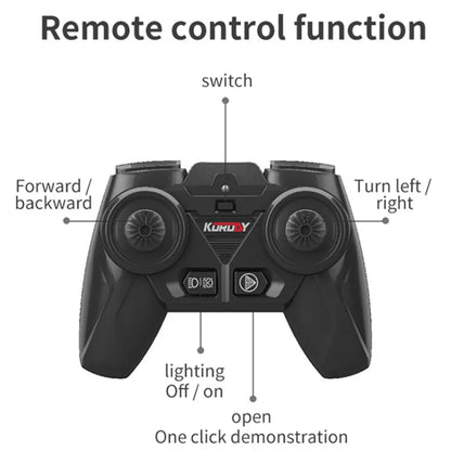 Remote control tractor toy for kids, featuring bright LED headlights and durable design.