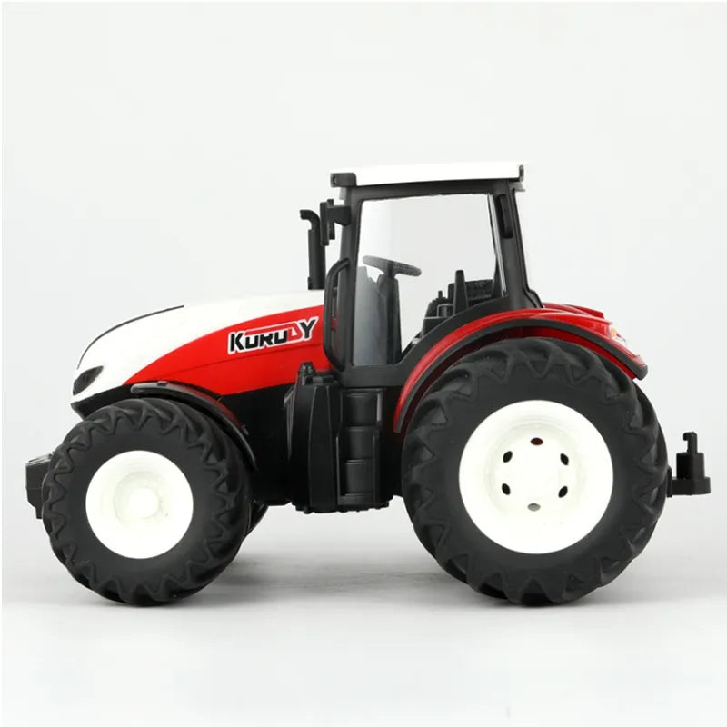 Yellow kids' RC tractor toy with LED headlights, an exciting remote control farm vehicle.