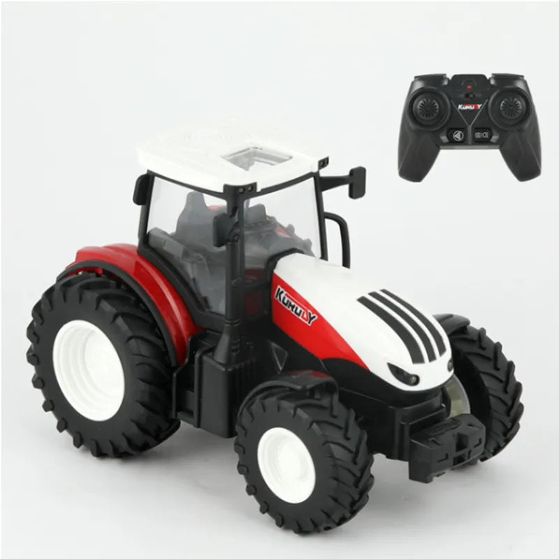 Green kids' RC tractor toy, a fun and interactive remote control play vehicle with LED lights.