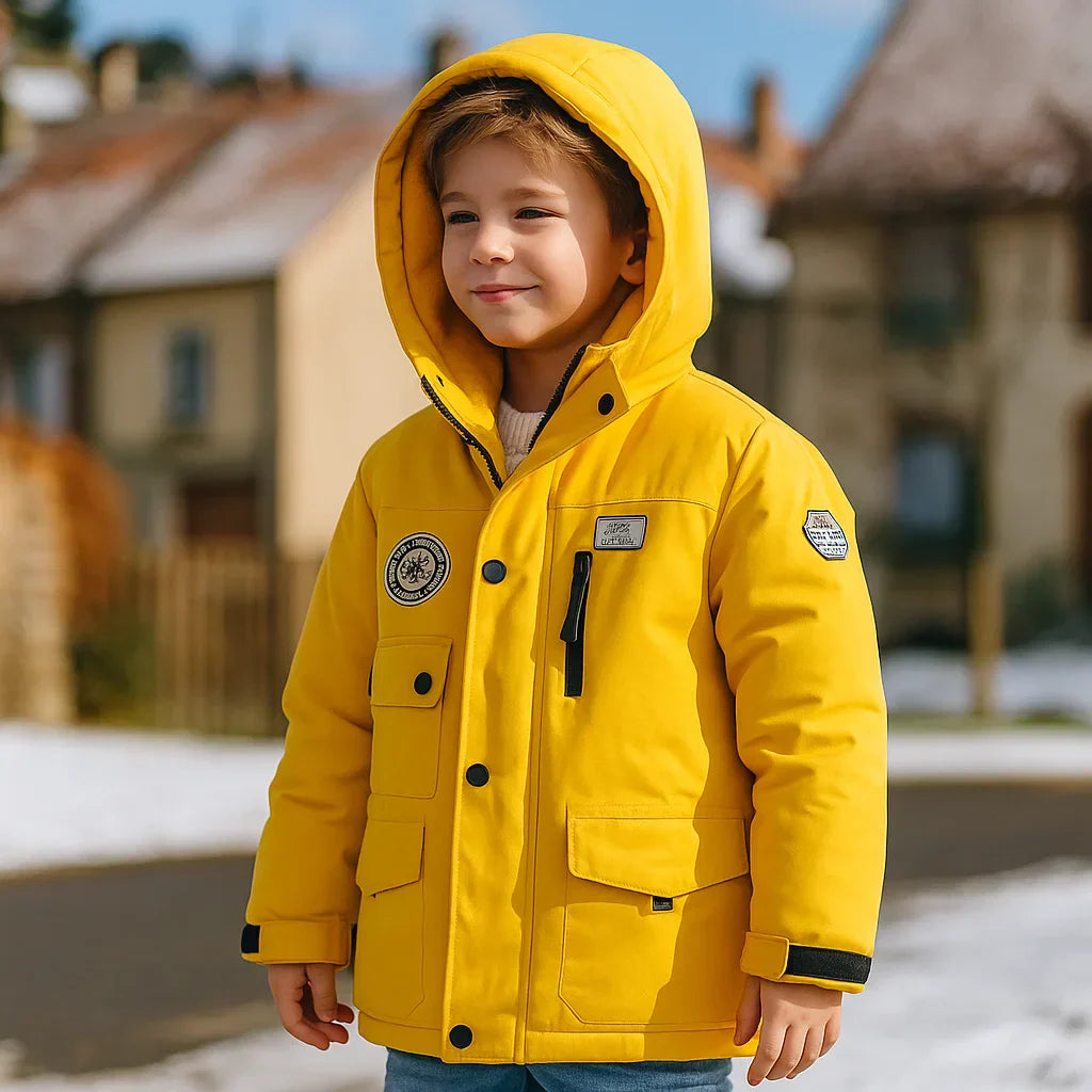 Blue children's snowsuit, waterproof, fleece-lined, ideal for winter sports