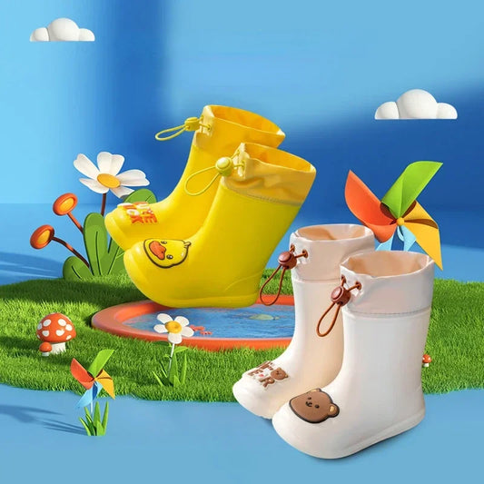 Green kids' lightweight rain boots with non-slip sole, essential waterproof footwear for play