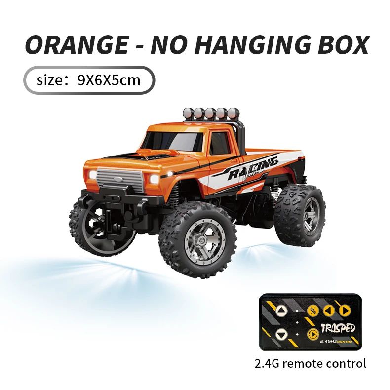 Unisex mini RC race truck in action, showing its speed as a hobby vehicle toy