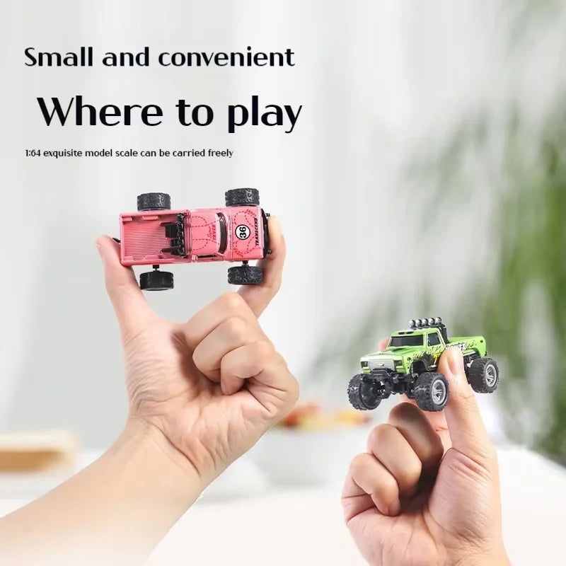 Children playing with a mini RC race truck, enjoying the speed toy experience