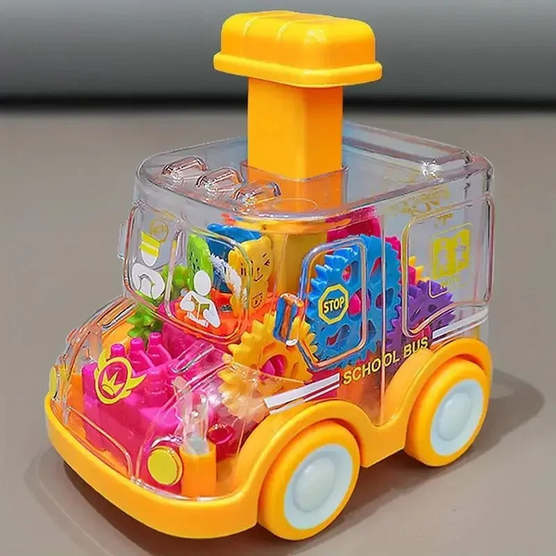 Kids' hands pushing a vibrant friction car, stimulating motor skills playtime.