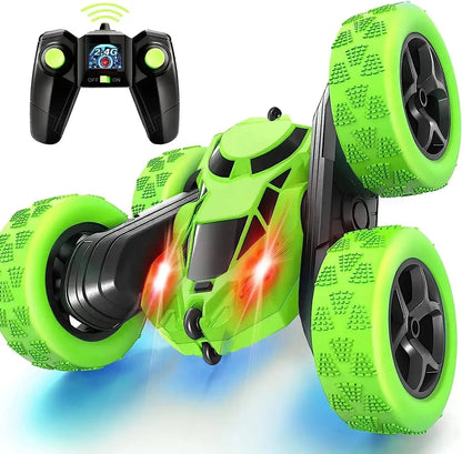 Red RC stunt car for kids, 360 degree flips, off-road remote control toy