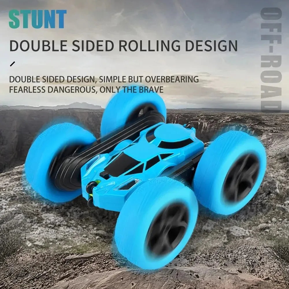 Blue RC stunt car for boys, all-terrain remote control toy car, kids gift