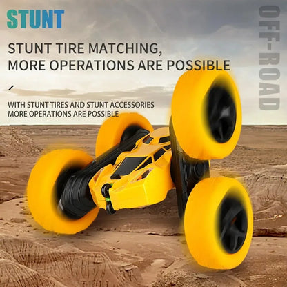 Green RC stunt car, durable design for all-terrain play, children's toy car