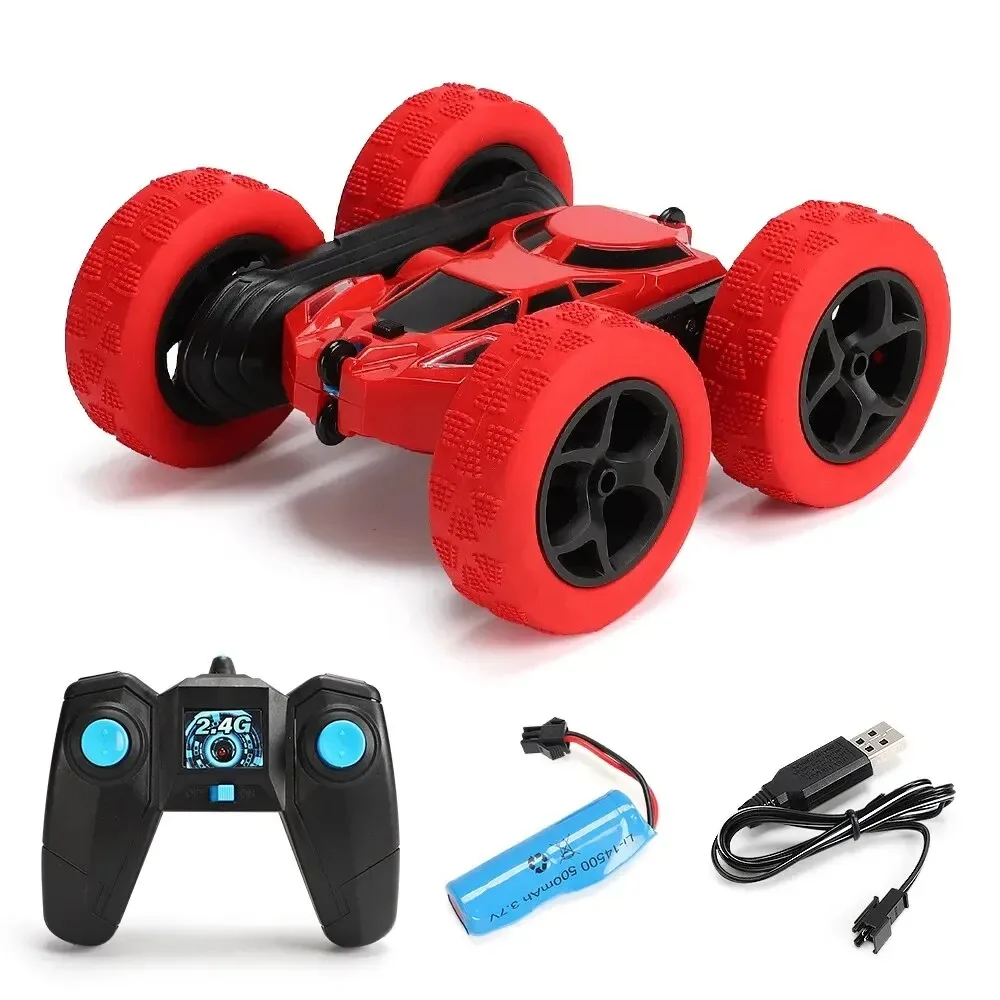 Child playing with an RC stunt car, all-terrain remote control kids toy car