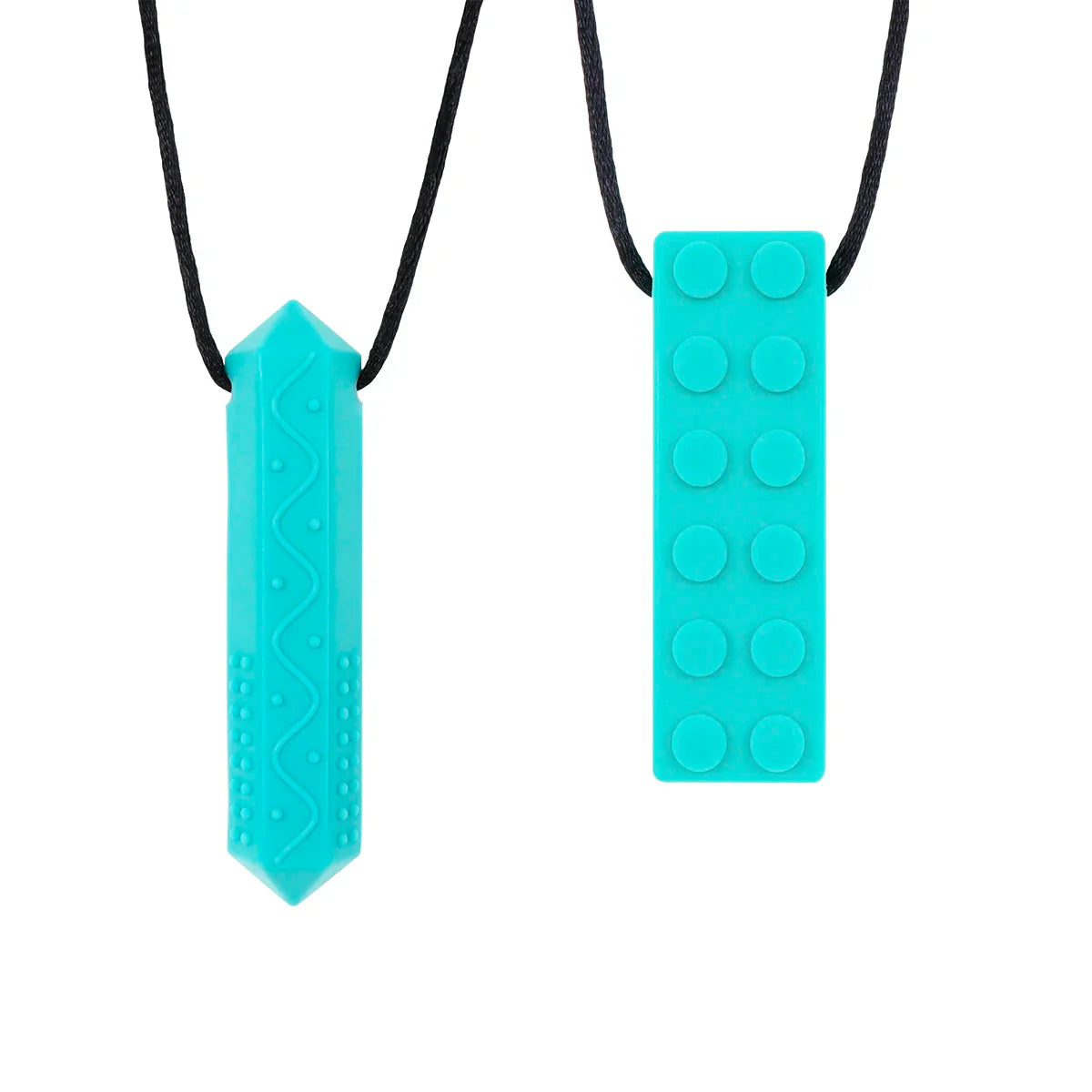 Pink hexagon-shaped silicone chew necklace, designed for oral motor development and sensory regulation