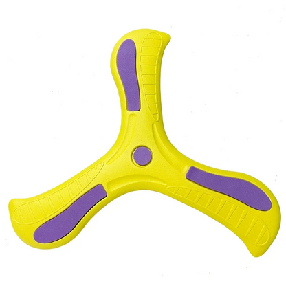 Assortment of soft-grip boomerang toys in various colors, great for kids' outdoor games.