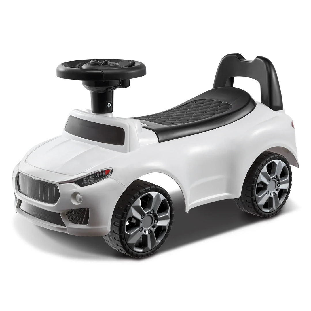 Red toddler ride-on push car with music, storage, and handle, perfect for outdoor play