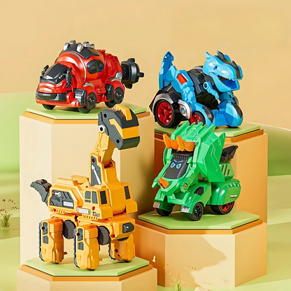 Red transforming dinosaur car toy for kids, a fun action vehicle for ages 3+
