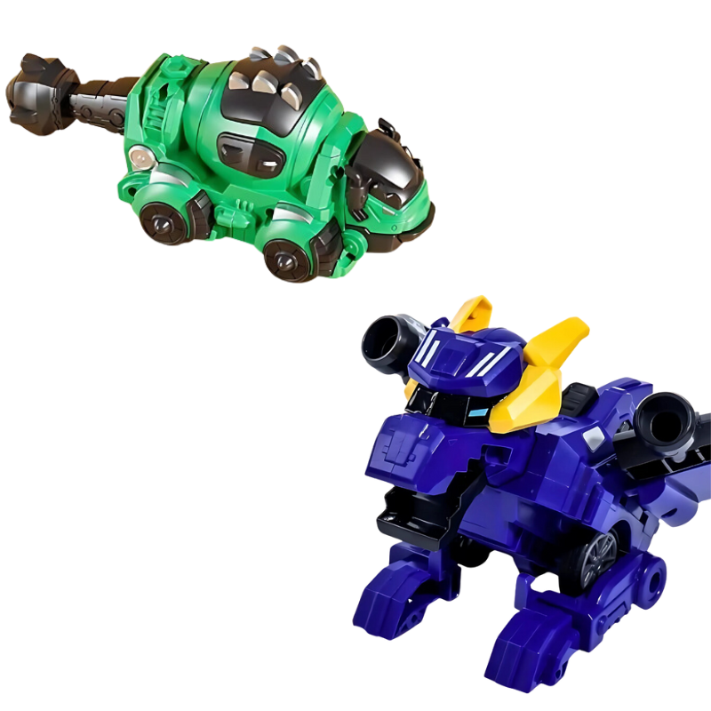 Kids' red transforming car toy, detailed dinosaur vehicle for boys and girls
