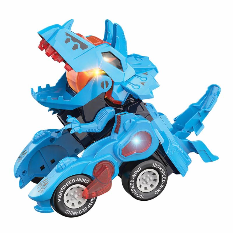 Kids' transforming dinosaur race car toy, friction-powered fun for toddlers, multi-color design.