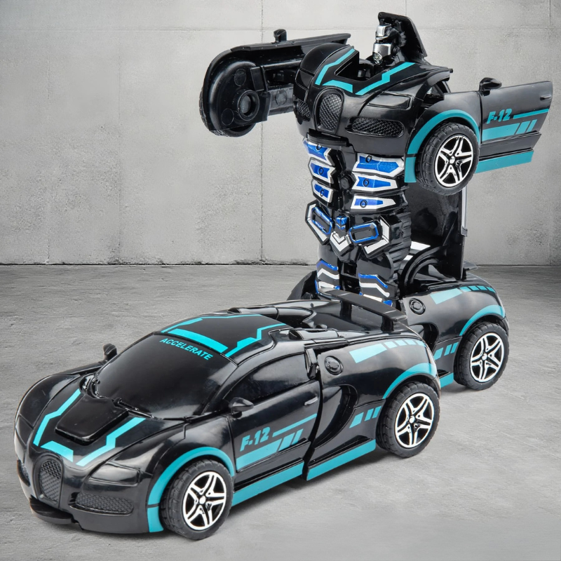 Red transforming robot race car toy, action figure for kids 3-5, promoting creative play