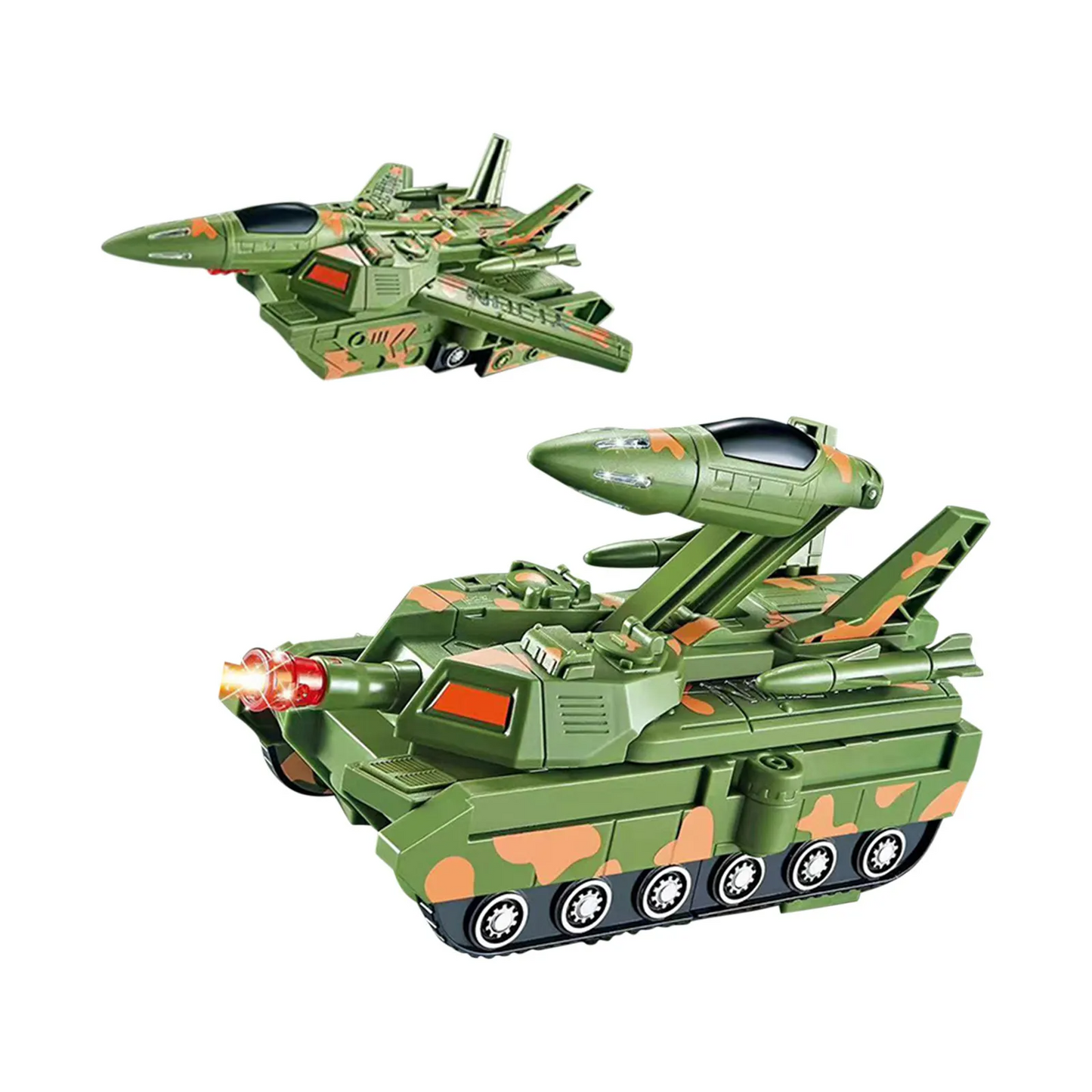 Overhead shot of the transforming robot toy car, showcasing its compact design