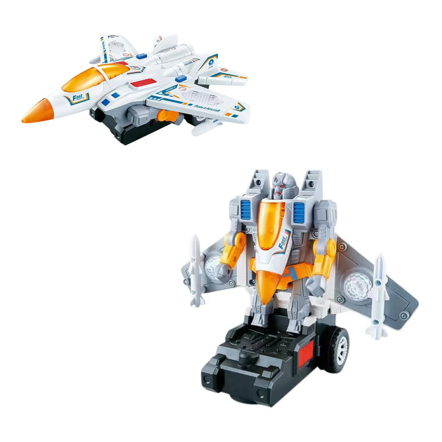 Side view of the robot toy car in car mode, highlighting its futuristic design