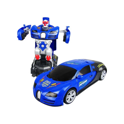 Yellow kids' transforming robot car, durable toy for active play, obstacle avoidance