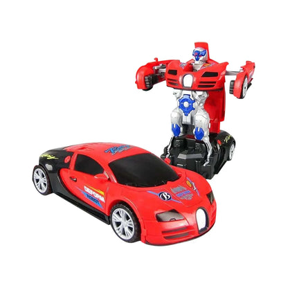 Green transforming robot toy, a fun robot car for boys and girls, obstacle detection