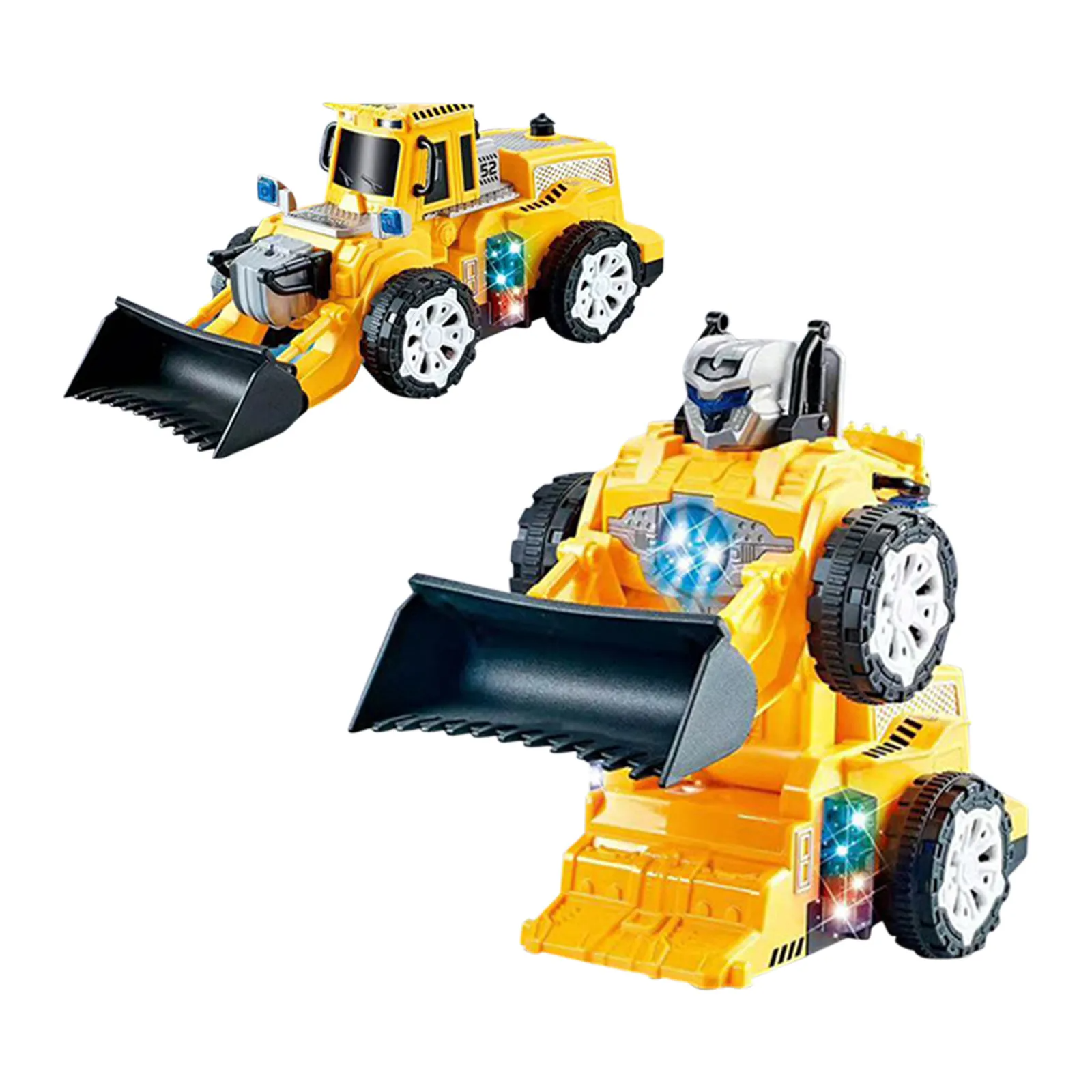 Child's hand interacting with the transforming robot car, showing its size