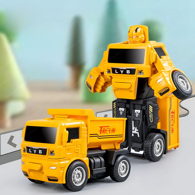 Red transforming robot truck toy for kids, promoting imaginative play