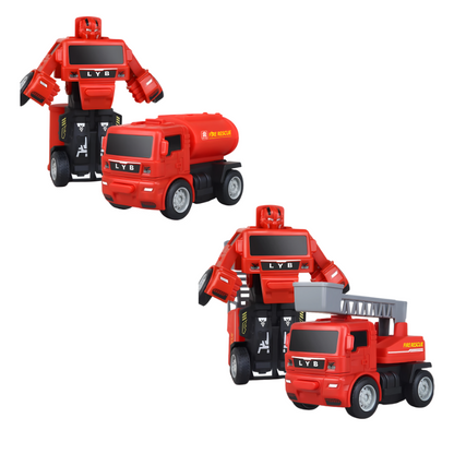 Transforming robot truck set, red & yellow, perfect gift for kids' vehicle play